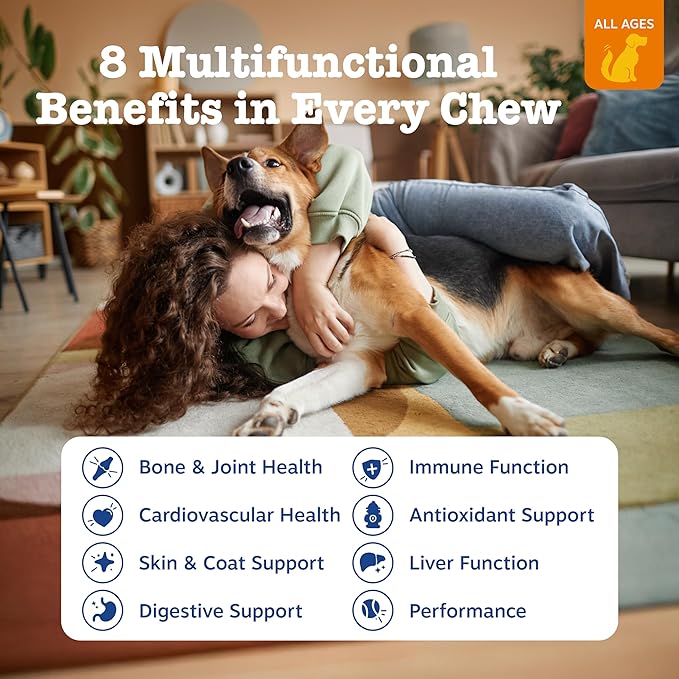 All-In-One Dog Wellness Chews Hip & Joint, Digestive & Skin Support Peanut Butter Flavor – 90 Chews